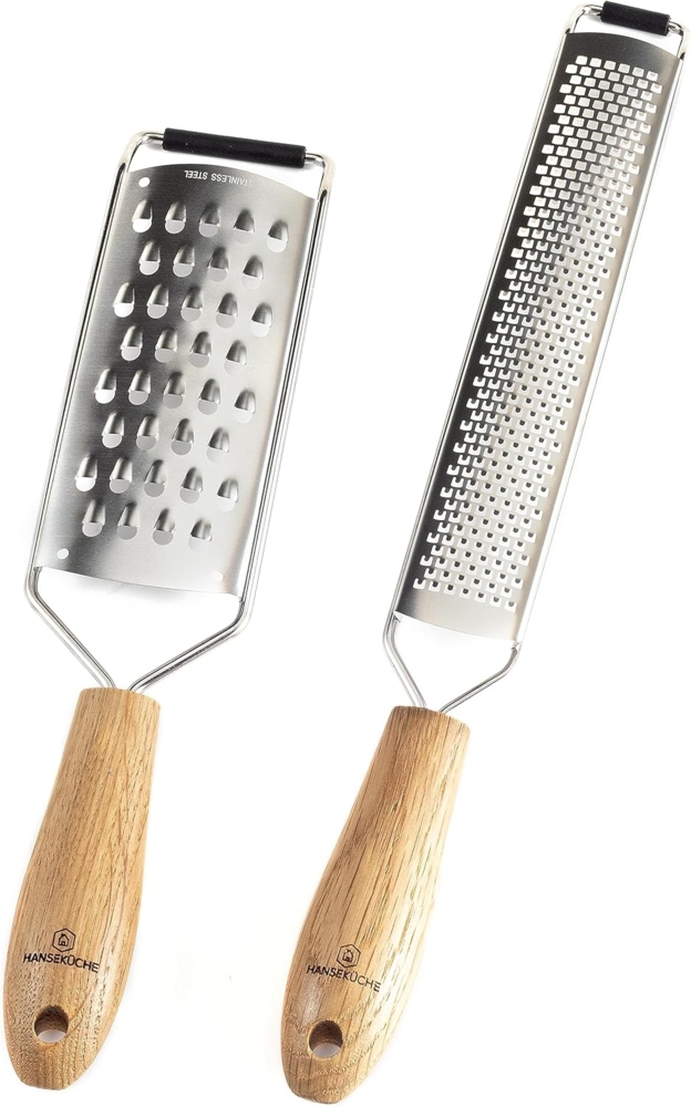 Hanseküche Käsereibe Zester Küchenreiben Set aus 304 Edelstahl, Edelstahl, (2er Set, 1-St, Grob und Feinreibe), feine und grobe Klinge, Edelstahl Bild 1