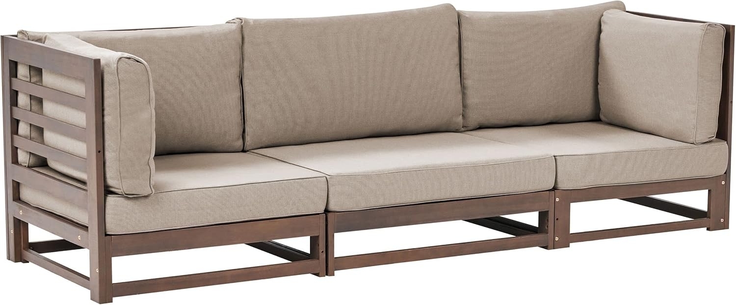3 Sitzer Sofa TRANI Zertifiziertes Akazienholz Dunkler Holzfarbton Bild 1