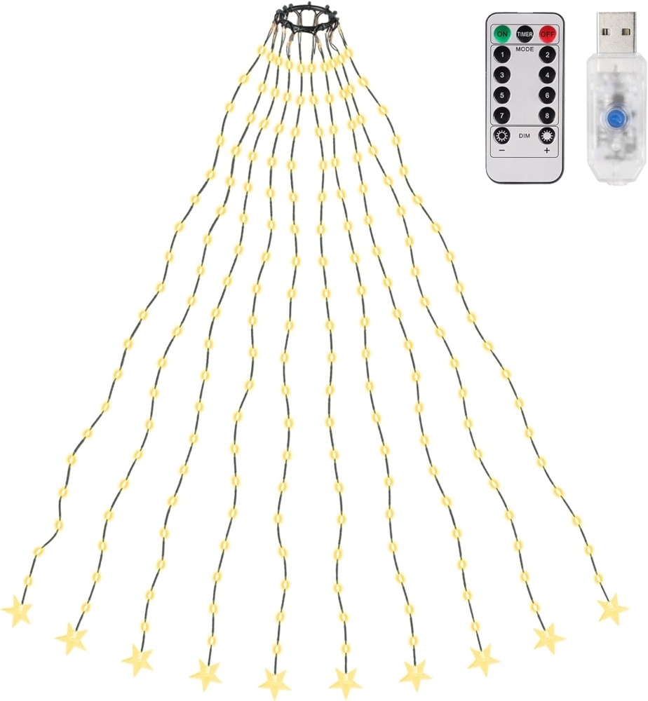 SALCAR 2m Christbaumbeleuchtung mit Ring, Weihnachtsbaum Lichterkette mit 10 Girlanden, Bild 1