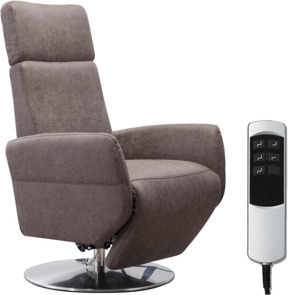 Cavadore TV-Sessel Cobra mit 2 E-Motoren / Elektrischer Fernsehsessel mit Fernbedienung / Relaxfunktion, Liegefunktion / Ergonomie M / Belastbar bis 130 kg / 71 x 110 x 82 / Lederoptik Dunkelbraun Bild 1