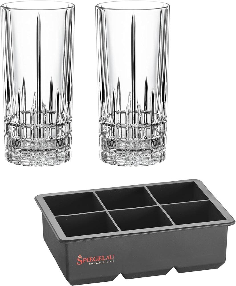 Spiegelau Perfect Serve Ice Cube Set, 2 Longdrinkgläser + Eiswürfelform, Glas, Transparent, 350 ml, 4500279 Bild 1