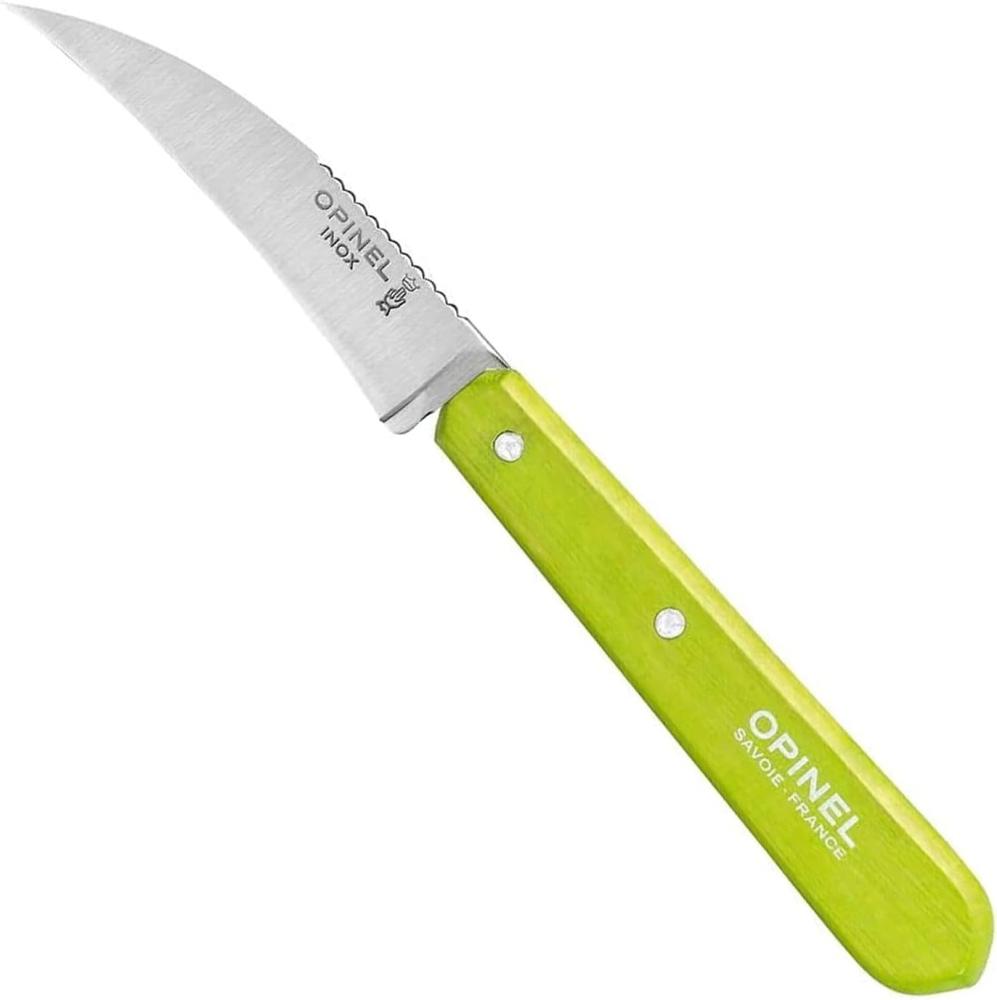 Opinel Erwachsene Gemüsemesser No. 114, Rostfreier Sandvik-Stahl, Gebogen, Hellgrüner Buchenholzgriff Kochmesser, Mehrfarbig, Einheitsgröße Bild 1