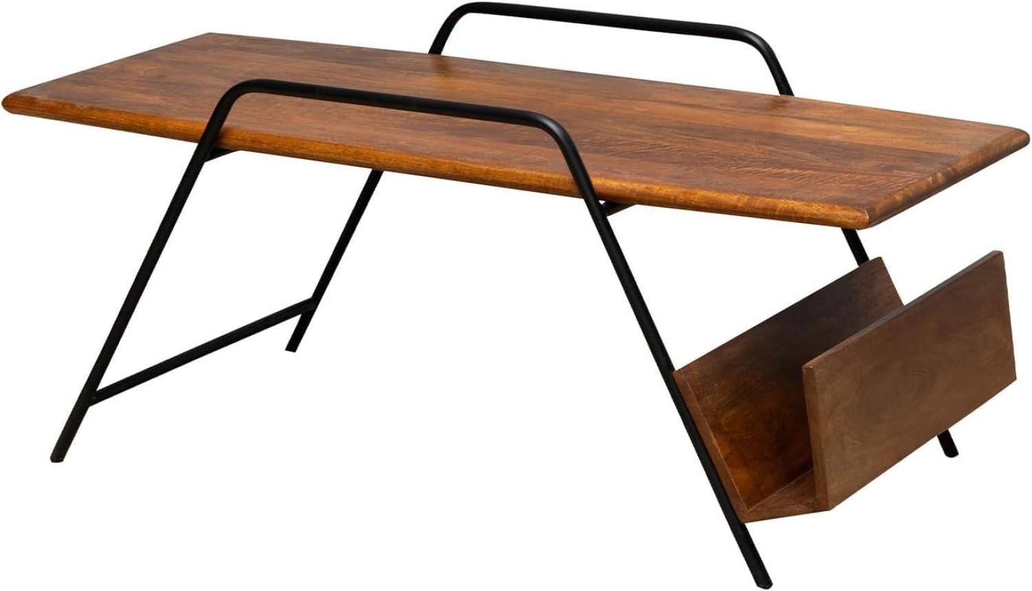 CHEHOMA - Couchtisch Easypeasy mit Zeitschriftenhalter - Mangoholz und Eisen - für Wohnzimmer oder Büro - Moderner Beistelltisch - Industrial Design für Hochwertige Inneneinrichtung - 40 x 50 x 107 cm Bild 1