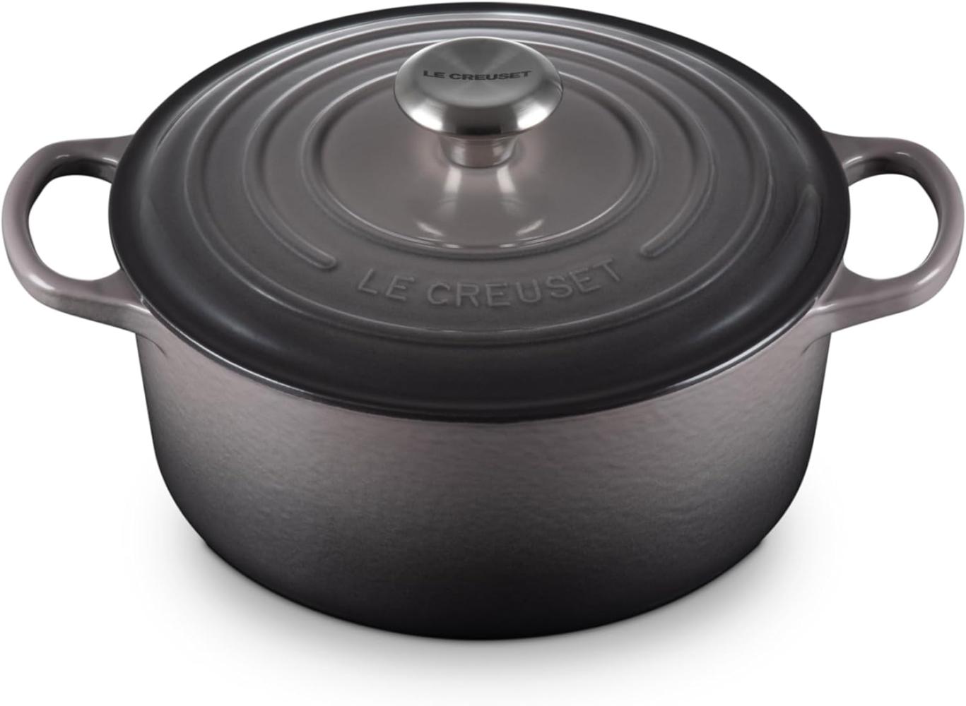 Le Creuset Signature Gusseisen-Bräter mit Deckel, Für alle Herdarten und Induktion geeignet, Rund, Flint, 24,0 cm, 4.2 Bild 1