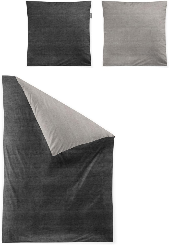 Irisette Mako-Satin Bettwäsche Wave 8557|155x220 cm + 80x80 cm| grauIrisette Mako-Satin Bettwäsche Wave 8557 Bild 1