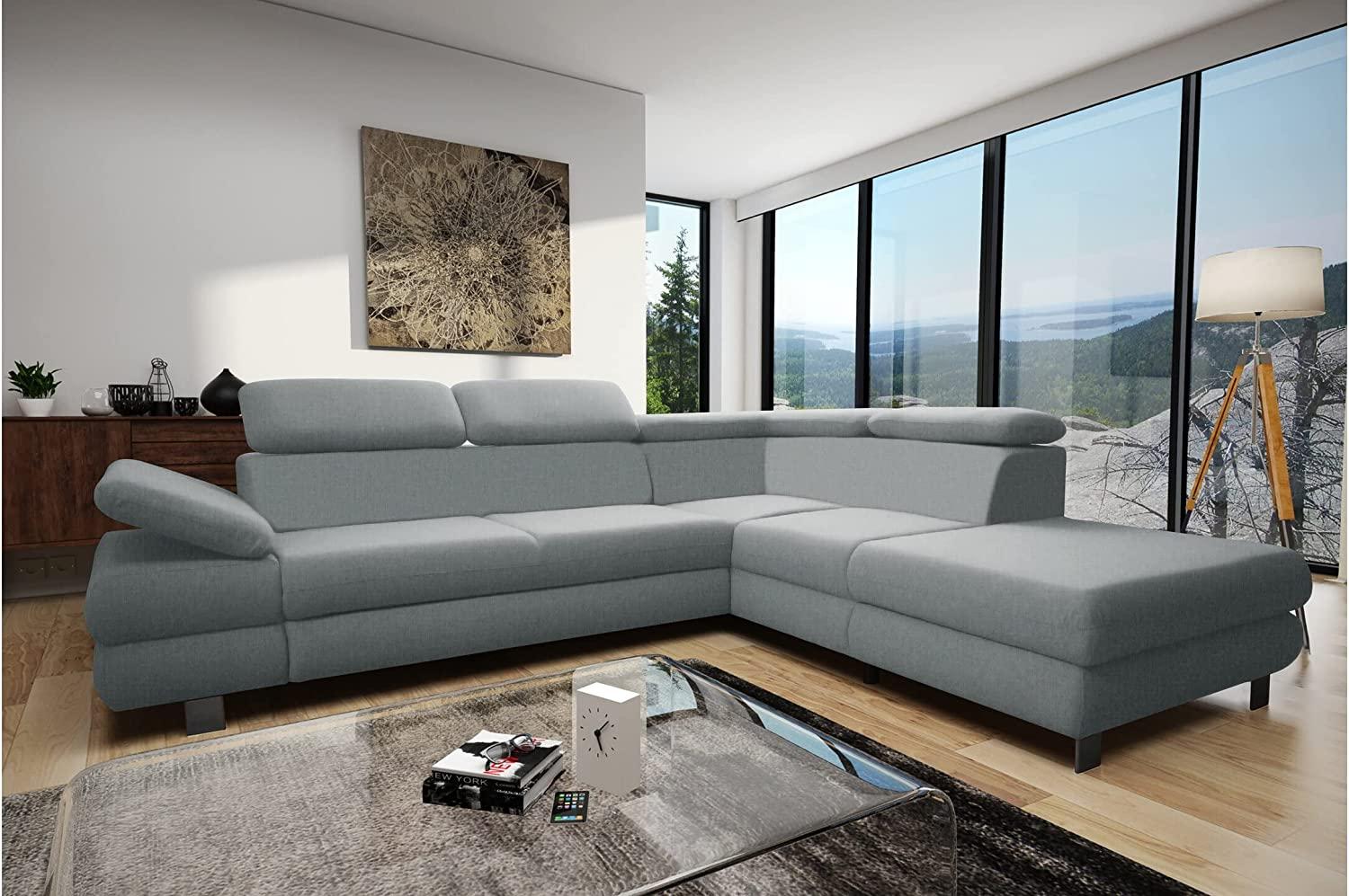 Stylefy Canzone Ecksofa Rechts Strukturstoff Grau Bild 1