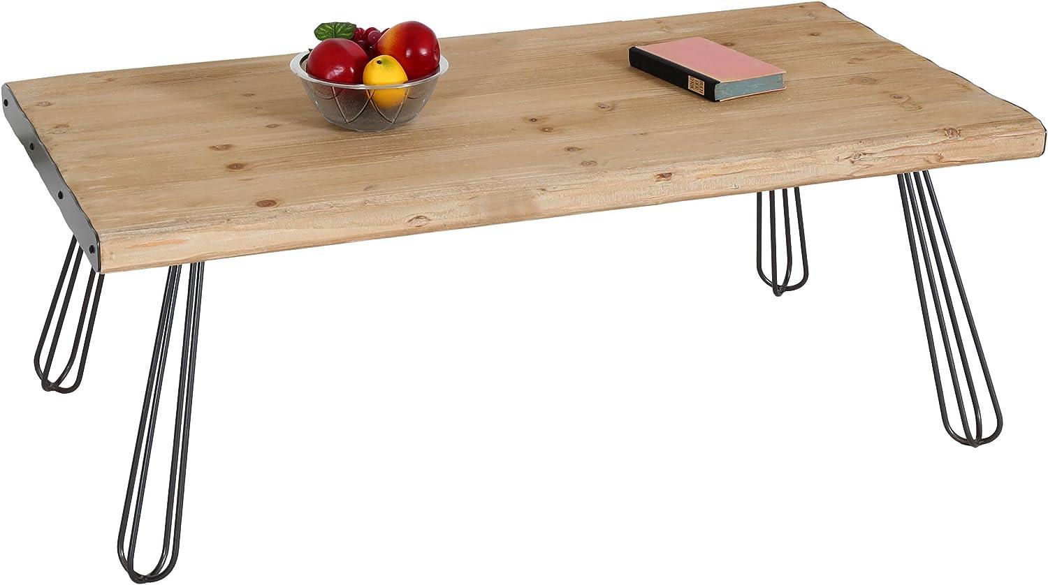 Couchtisch HWC-L73, Tisch Wohnzimmertisch, Industrial Massiv-Holz MVG-zertifiziert 120x60cm, natur Bild 1