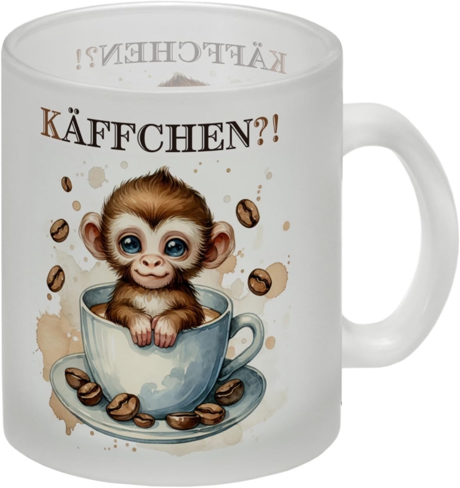 speecheese Tasse Käffchen Süßer Affe in einer Kaffeetasse Glas Tasse Bild 1