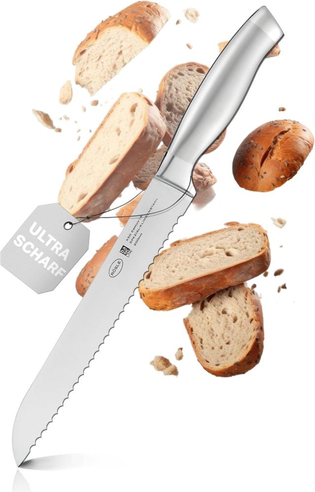 RÖSLE Brotmesser Basic Line, Hochwertiges Küchenmesser zum Schneiden von Brot, Brötchen und Baguette, Klingenspezialstahl, Edelstahl 18/10, ergonomischer Griff Bild 1