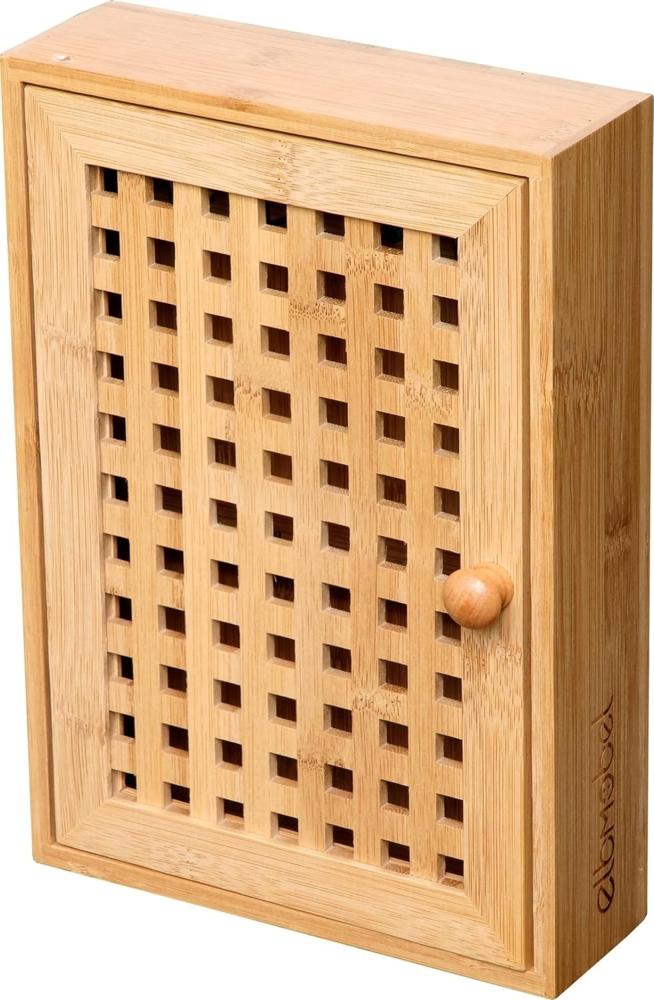 elbmöbel - Schlüsselkasten aus Bambus - B19xH27xT6 cm, mit 8 Schlüsselhaken, nachhaltig, Holz FSC Zertifiziert, leicht an der Wand zu montieren Bild 1