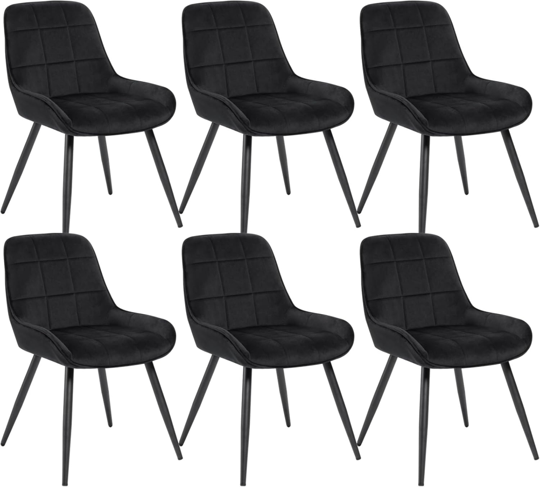 WOLTU Esszimmerstühle 6er Set, Polsterstuhl Samt, Küchenstuhl gepolstert, Akzentstuhl für Wohnzimmer Schlafzimmer Küche, ergonomischer Stuhl mit Rückenlehne, Schwarz, BH331sz-6 Bild 1