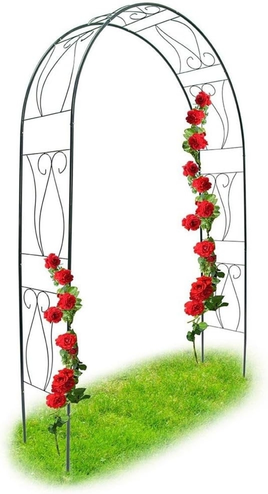 BAKAJI Gartenbogen für Rosen, Kletterpflanzen, aus Metall, 153 x 35 x 233 cm, Farbe Dunkelgrün Bild 1