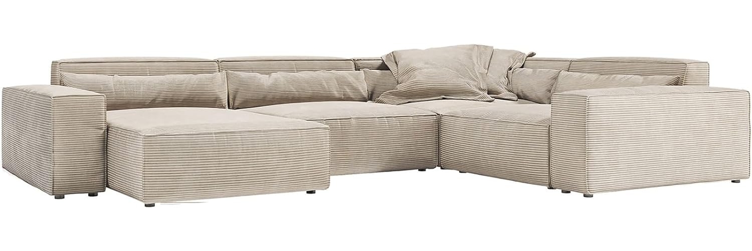 Wohnlandschaft Sirpio XL 360x260 cm Cord Beige Recamiere variabel Bild 1