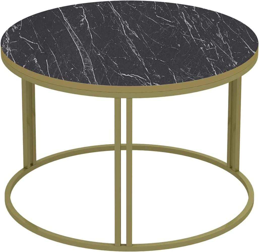Couchtisch Gold Metallfüße in Marmoroptik Schwarz Rund 90248270 Bild 1