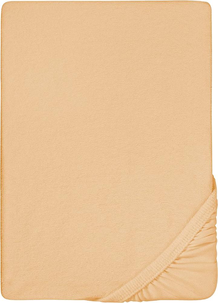 Biberna Frottee-Stretch Spannbettlaken Spannbetttuch 90x200 cm - 100x200 cm Gold Bild 1