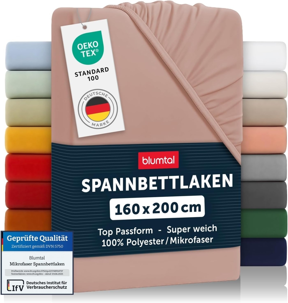 Blumtal® Spannbettlaken 160x200 cm aus Microfaser - Oekotex zertifiziertes Bettlaken 160x200 im 2er Set - Spannbetttuch 160x200 / Bettlaken 160x200 - Spannbettlaken - 160x200 cm Spannleintuch - Rosa Bild 1
