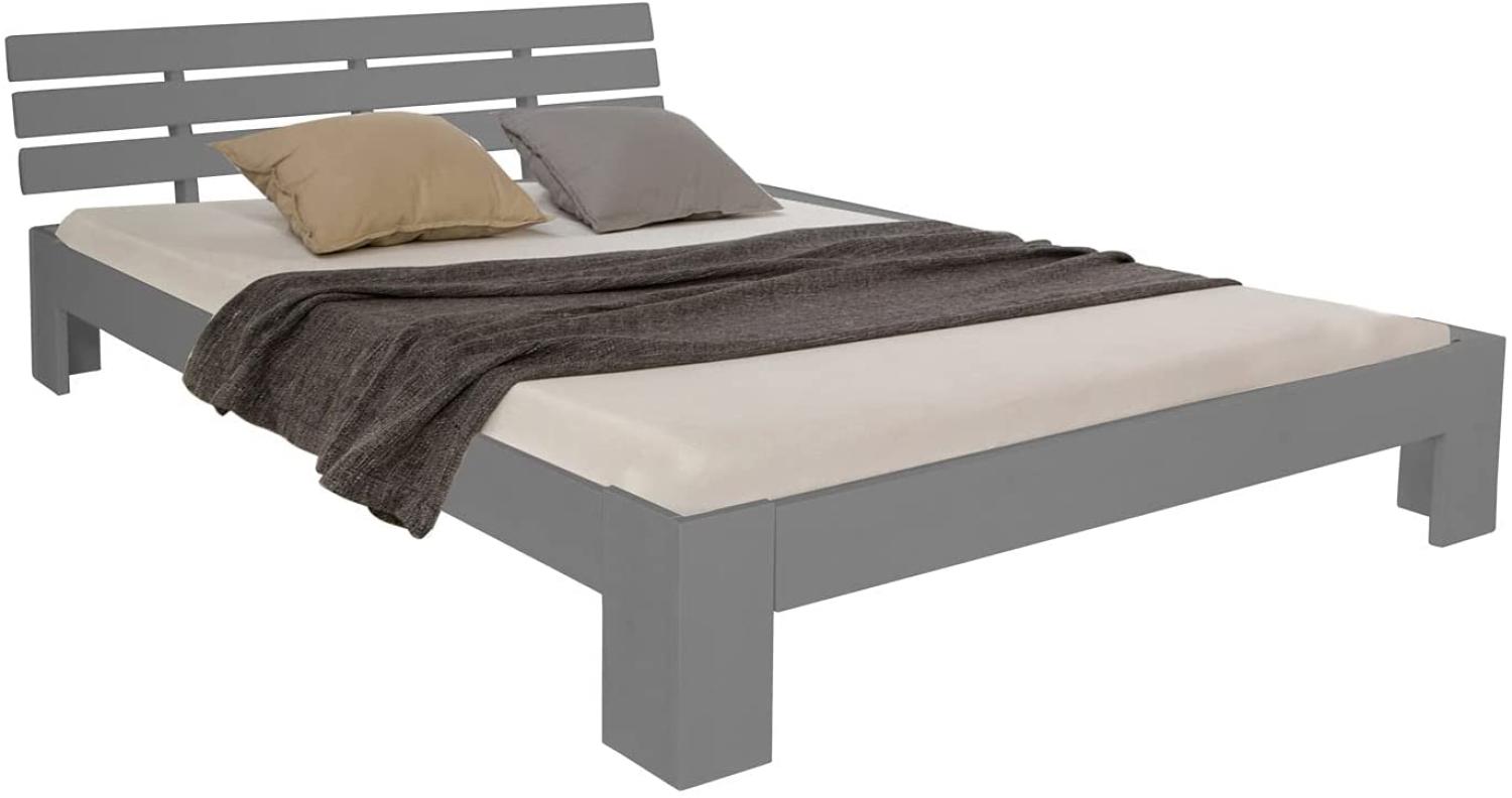 Doppelbett Holzbett Futonbett 140x200 Grau Kiefer Bett Bettgestell Massivholz Bild 1