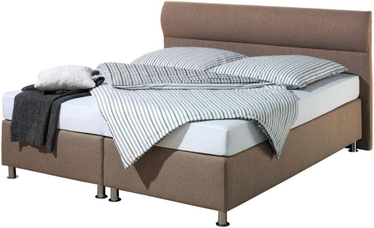 Maintal Boxspringbett Filipo, 140x200 cm, Stoff, Bonellfederkern Matratze h3, Braun Bild 1