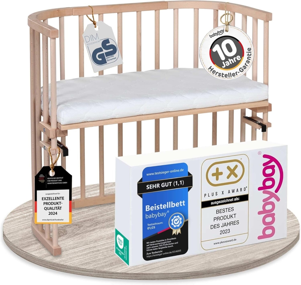 babybay Original Beistellbett, natur unbehandelt mit Matratze Classic Soft Bild 1