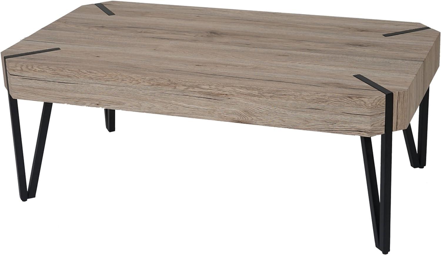 Couchtisch Kos T573, 43x110x60cm, FSC-zertifiziert ~ Sanremo Eicheoptik, dunkle Metall-Füße Bild 1