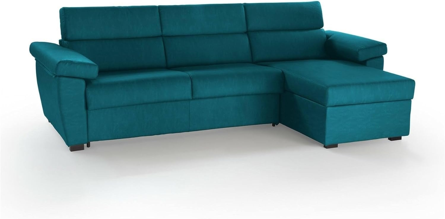Talamo Italia - Sofa mit Halbinsel Vincenza, Ecksofa für Wohnzimmer, gepolstert, Abnehmbarer Bezug, 100% Made in Italy-Qualität, 285x160 h100 cm, Hellblau Bild 1