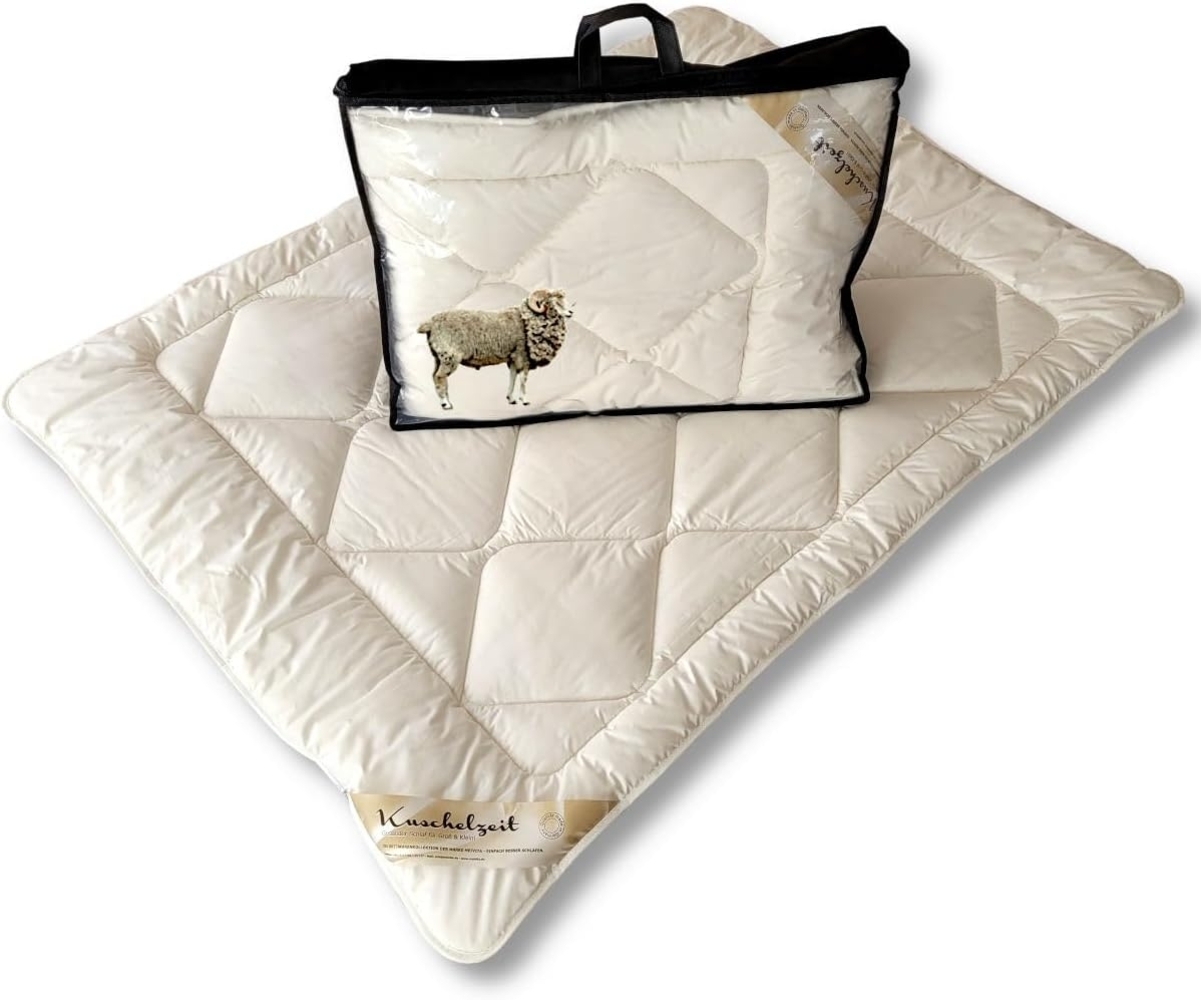 Meivita Naturhaarbettdecke Merino Schafschurwolle Ganzjahresdecke Kinderdecke in 100x135 cm, Füllung: 100% Wolle, Bezug: 100% Baumwolle, Bettdecke Hergestellt in Deutschland Bild 1