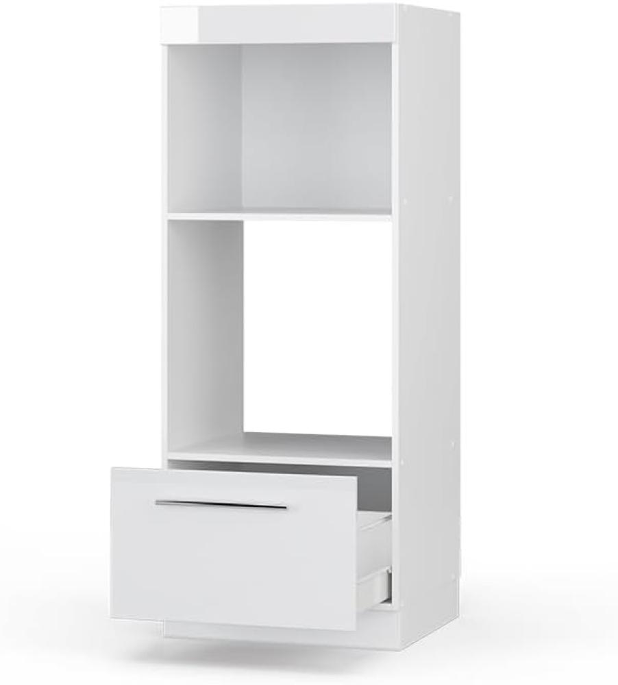 Vicco Küchenschrank Küchenmöbel Küchenzeile Fame-Line modern Küche Einbauküche Blende Unterschrank Hochschrank Hängeschrank (Weiß-Weiß Hochglanz, Mikrowellenumbauschrank 60 cm) Bild 1