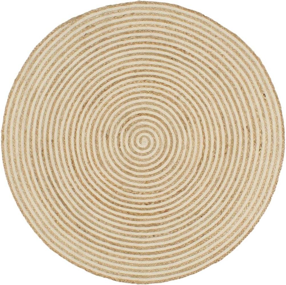 vidaXL Teppich Handgefertigt Jute mit Spiralen-Design Weiß 90 cm 133716 Bild 1