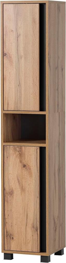 Schildmeyer Hochschrank Dex, Holzwerkstoff, Eiche Landhaus Dekor, 32,6 x 33 x 164,7 cm Bild 1