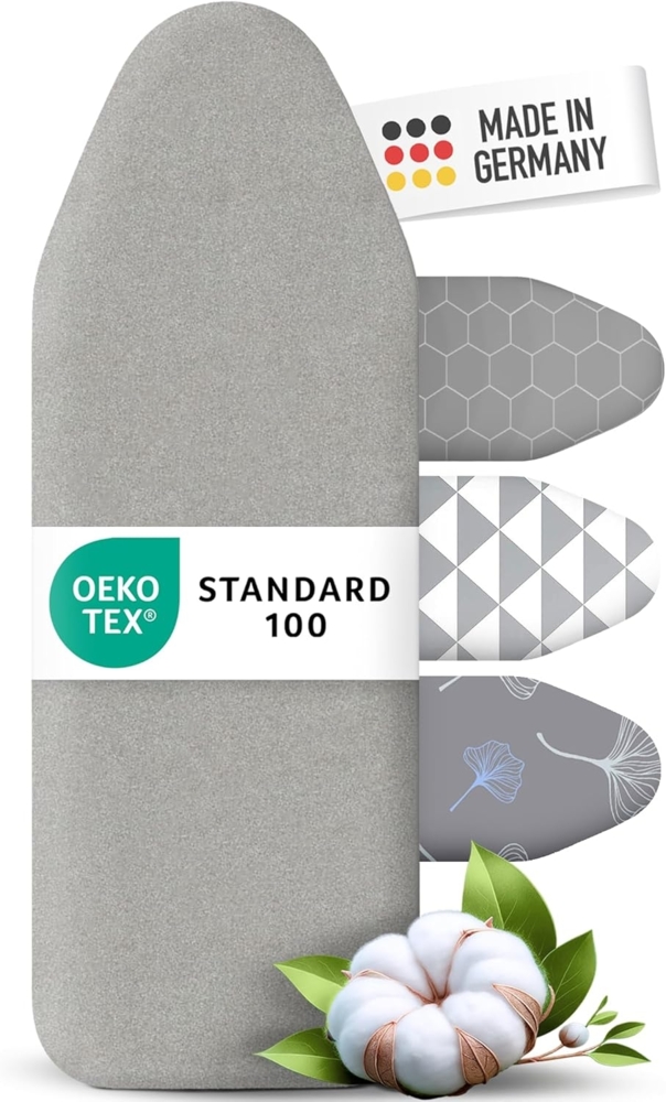 Arteneur Bügelbrettbezug, Made in Germany, OEKOTEX100, Zubehör für alle Bügeltische dank 5 Größen, Vergleichssieger, Hitzereflektierend, Gummizug Bild 1