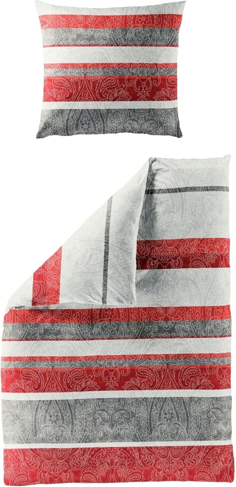 JACK Bettwäsche 135x200cm Ornamente Blau oder Rot Bierbaum, Biber, 2 teilig, orientalisches Design, Farbverlauf Bild 1