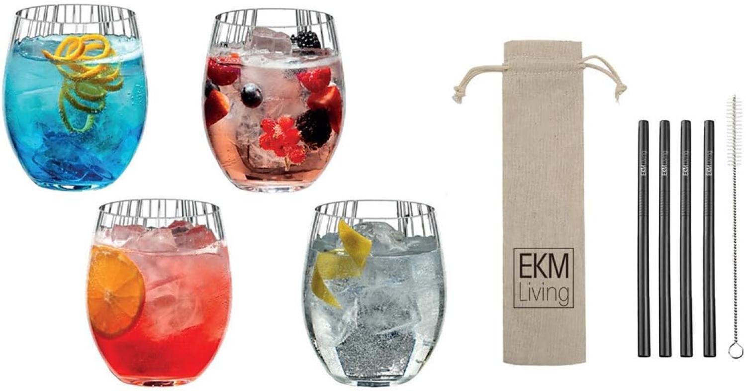 Riedel Mixing Tonic Vorteilsset 5515/90 Longdrink Gin Tonic + Gratis 4er Set EKM Living Edelstahl Trinkhalme Schwarz Bild 1