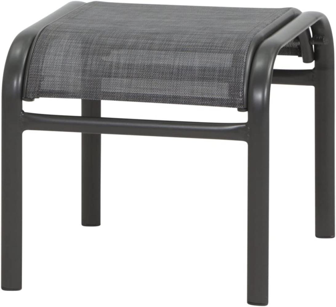 Livorno Hocker Gestell Aluminium anthrazit, Fläche Ranotex®-Gewebe silber-schwarz Bild 1