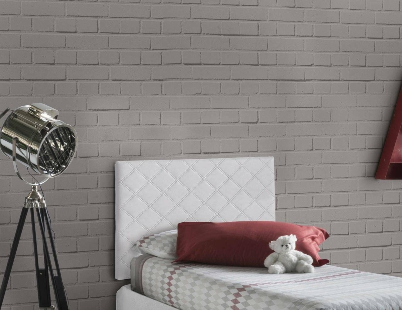 Talamo Italia - Einzelbett Cleziana, wandmontiertes Kopfteil aus Kunstleder, 100 % Made in Italy, geeignet für ein Einzelbett, 90x60 cm, Weiß Bild 1