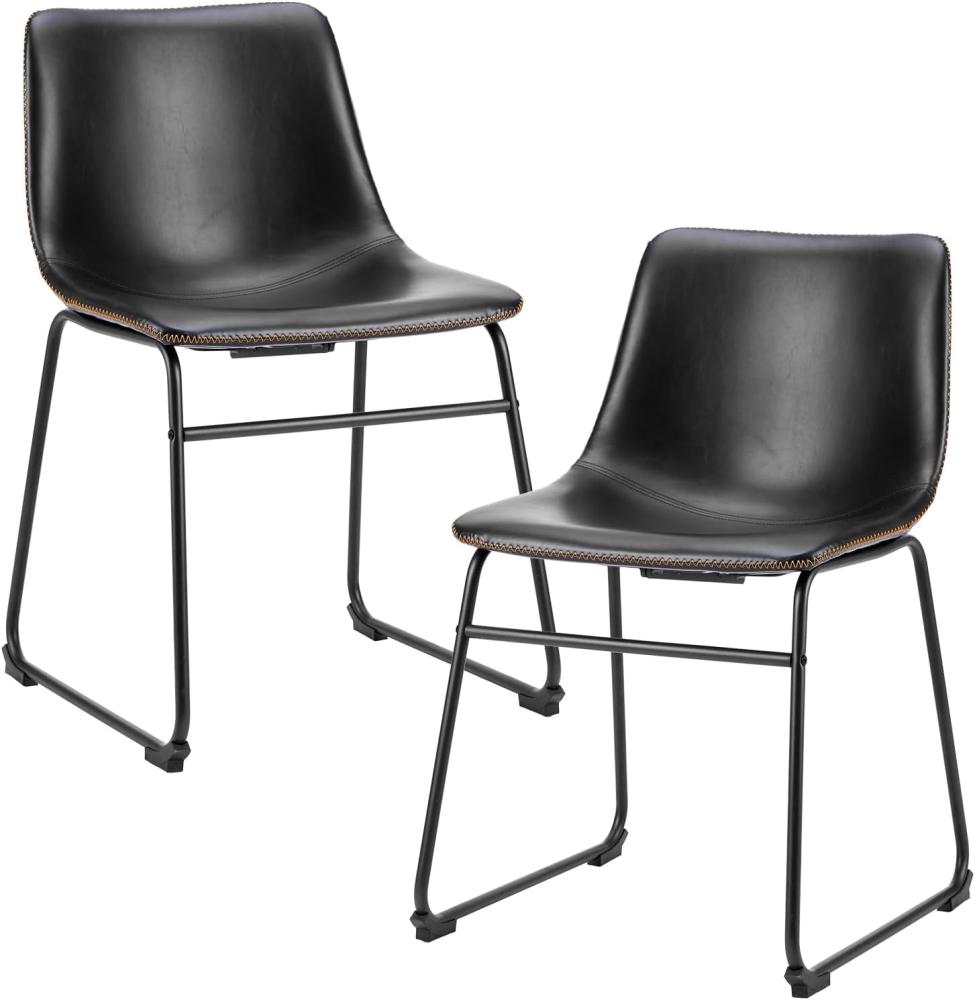 Sweetcrispy Moderner Stil Barstuhl mit Sitzkissen Aus Pu-Leder Und Metallbein Küchenhocker, Geeignet, Küche und Das Wohnzimmer (Schwarz), 2 bar stools 45 cm high Bild 1