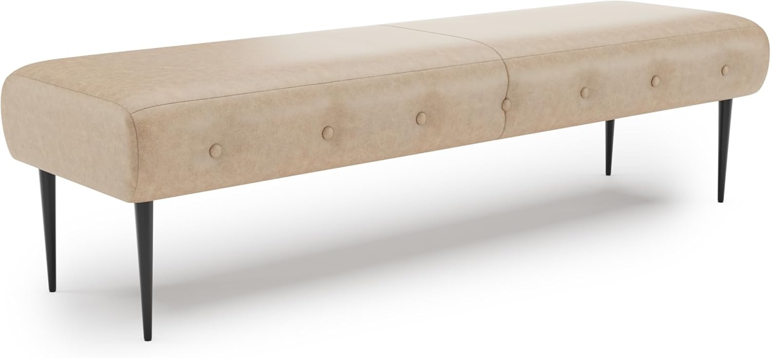 CAVADORE Sitzbank Amba, Trendige Polsterbank 3-sitzig für Küche, Esszimmer oder Wohnküche / Küchenbank passend zum 3-Sitzer Amba / 159 x 52 x 54 / Hochwertiges Mikrofaser: Beige Bild 1