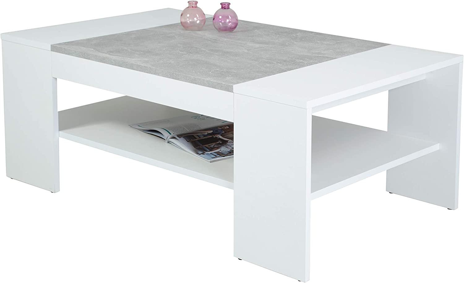 Couchtisch 'Oliver' - Weiß - Beton Bild 1