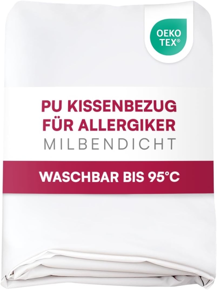 Clinotest Kissenbezug Wasser- und Milbendicht, (1 Stück), Kissenschoner hypoallergen & atmungsaktiv, PU-Bezug waschbar bei 90°C Bild 1