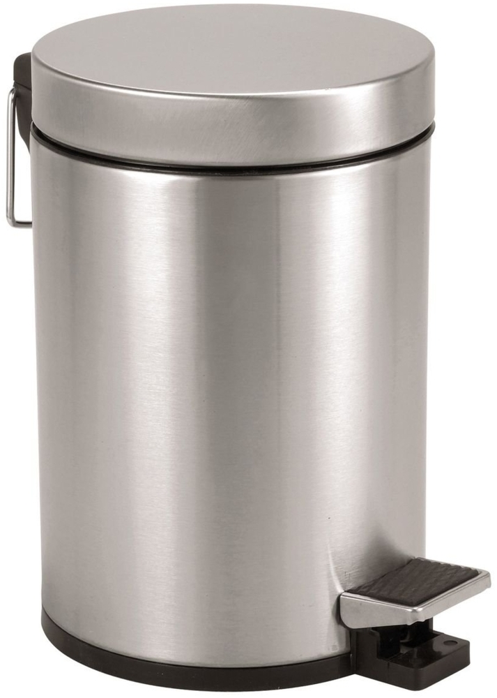 axentia Kosmetikeimer Edelstahl matt gebürstet & rostfrei-Tretmülleimer 3l-Kosmetik Mülleimer mit Deckel-Abfalleimer mit Tritt-Treteimer für Bad & WC, Silber-schwarz, 17 x 17 x 25 cm Bild 1
