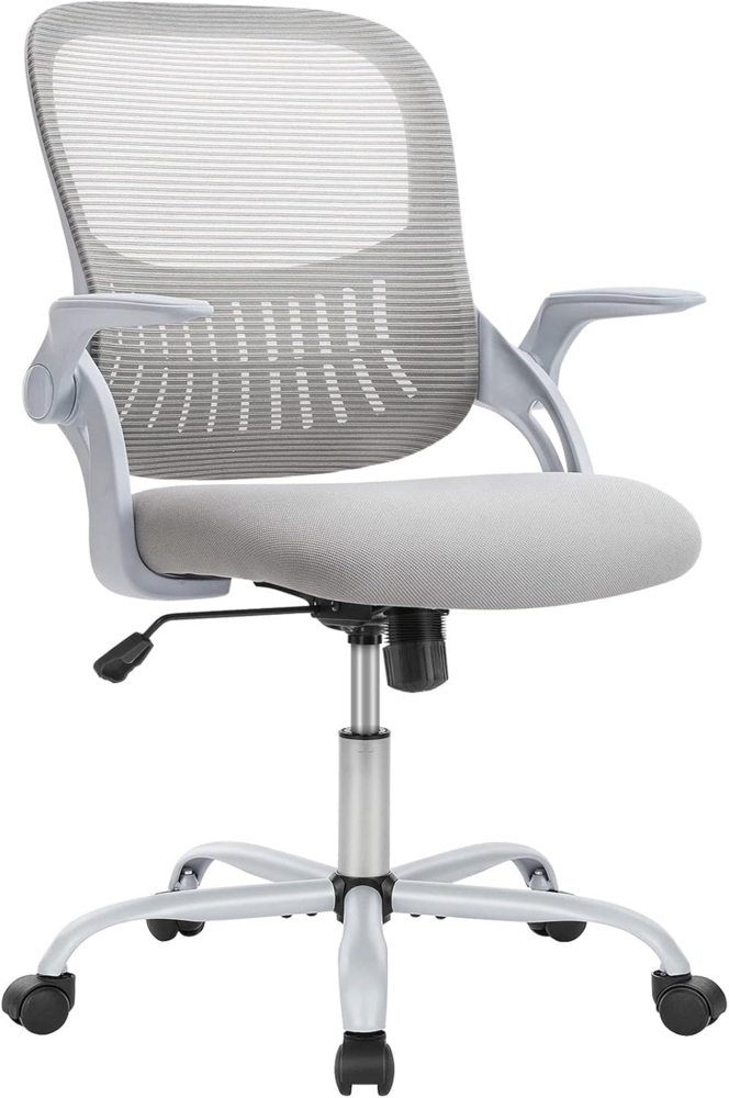 DUMOS Bürostuhl Ergonomisch, Schreibtischstuhl mit Lendenwirbelstütze, Verstellbaren Armlehnen Drehstuhl, Höhenverstellbarer Office Chair, Bürostühle Geeignet für Büro und Schlafzimmer (Grau) Bild 1