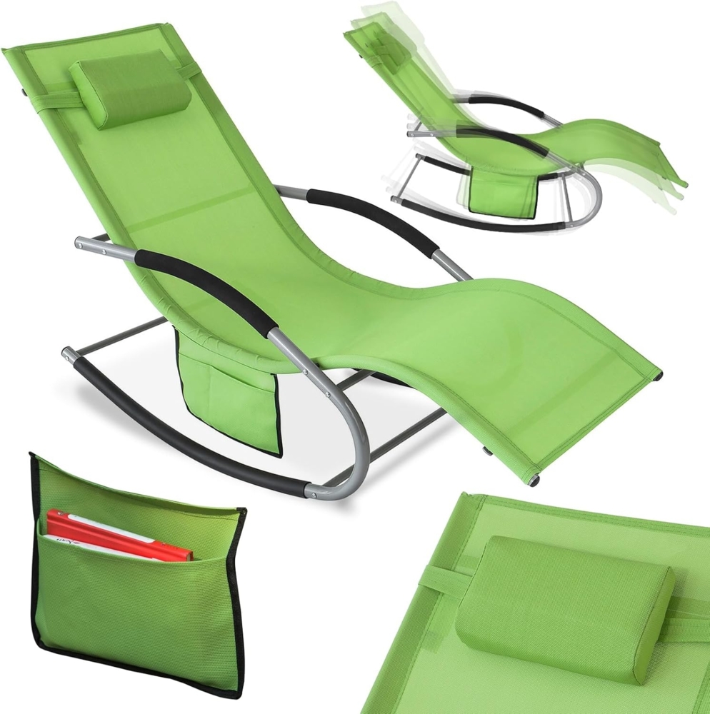 SoBuy OGS28-GR Swingliege Schaukelliege Sonnenliege Liegestuhl Relaxliege Gartenliege mit Tasche Gewebe in grün 150 kg Belastung Bild 1