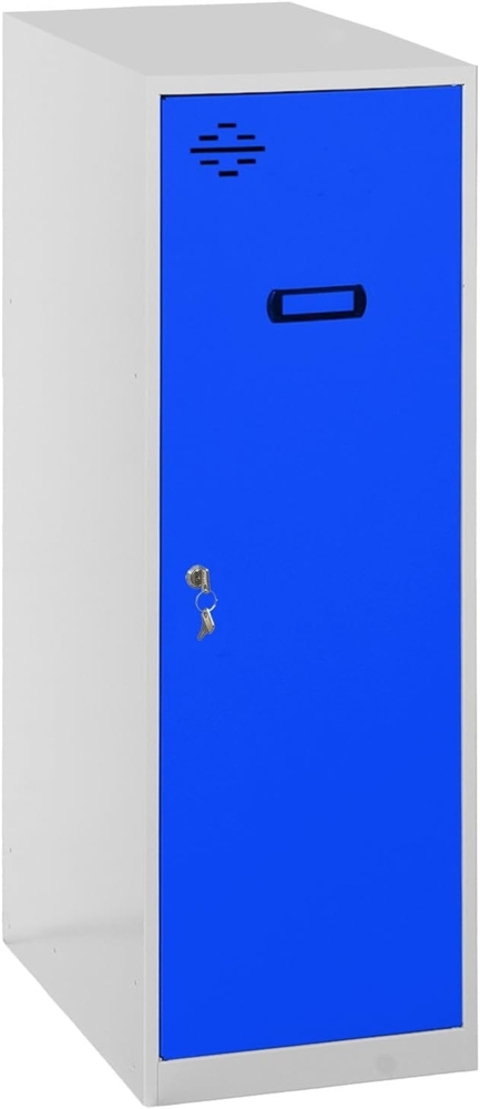 Simon Rack Simonlocker Kommode, klein, 915 x 300 x 500 mm, Amario aus Metall, inkl. Schlüssel, Grau/Blau Bild 1