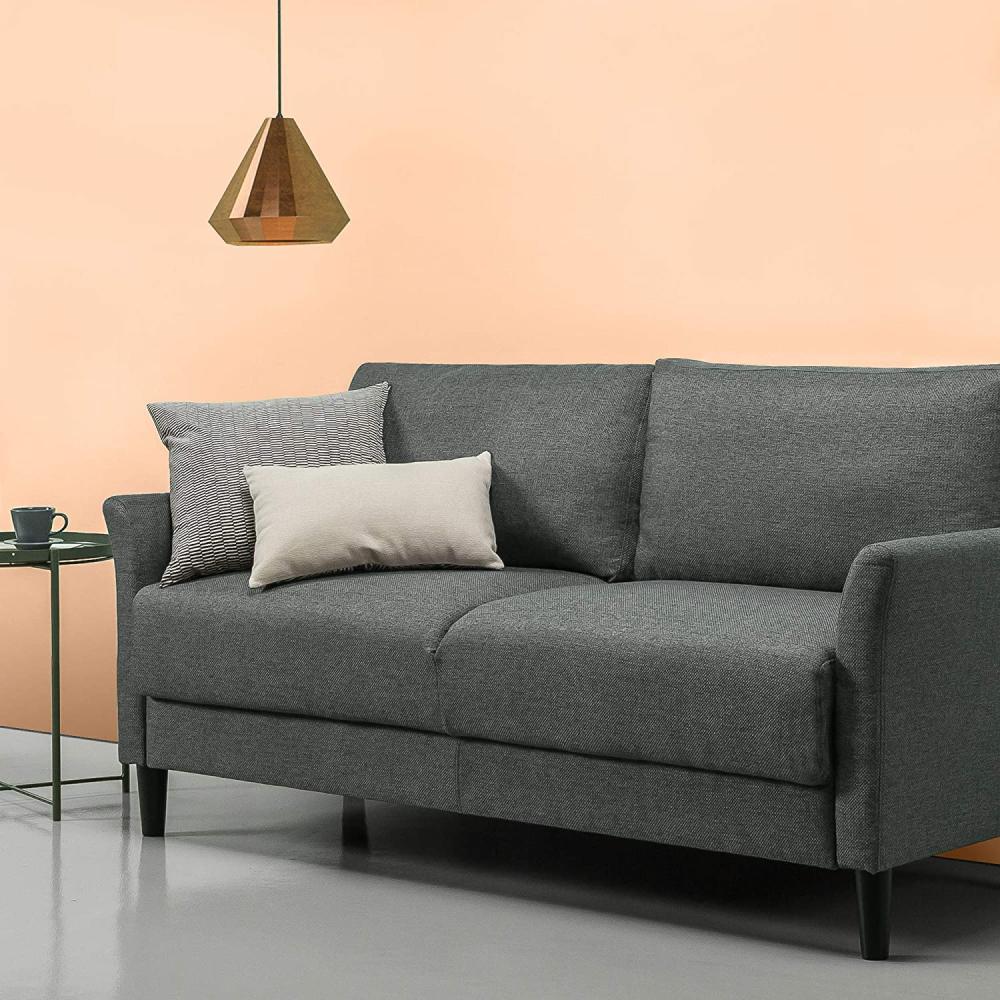 ZINUS Jackie Sofa | Zeitgenössisch | Einfache Montage ohne Werkzeug | Ausgestellte Armlehnen | Schmal zulaufende Beine | Sofa in einer Box | Grüne Steinfarbe Bild 1