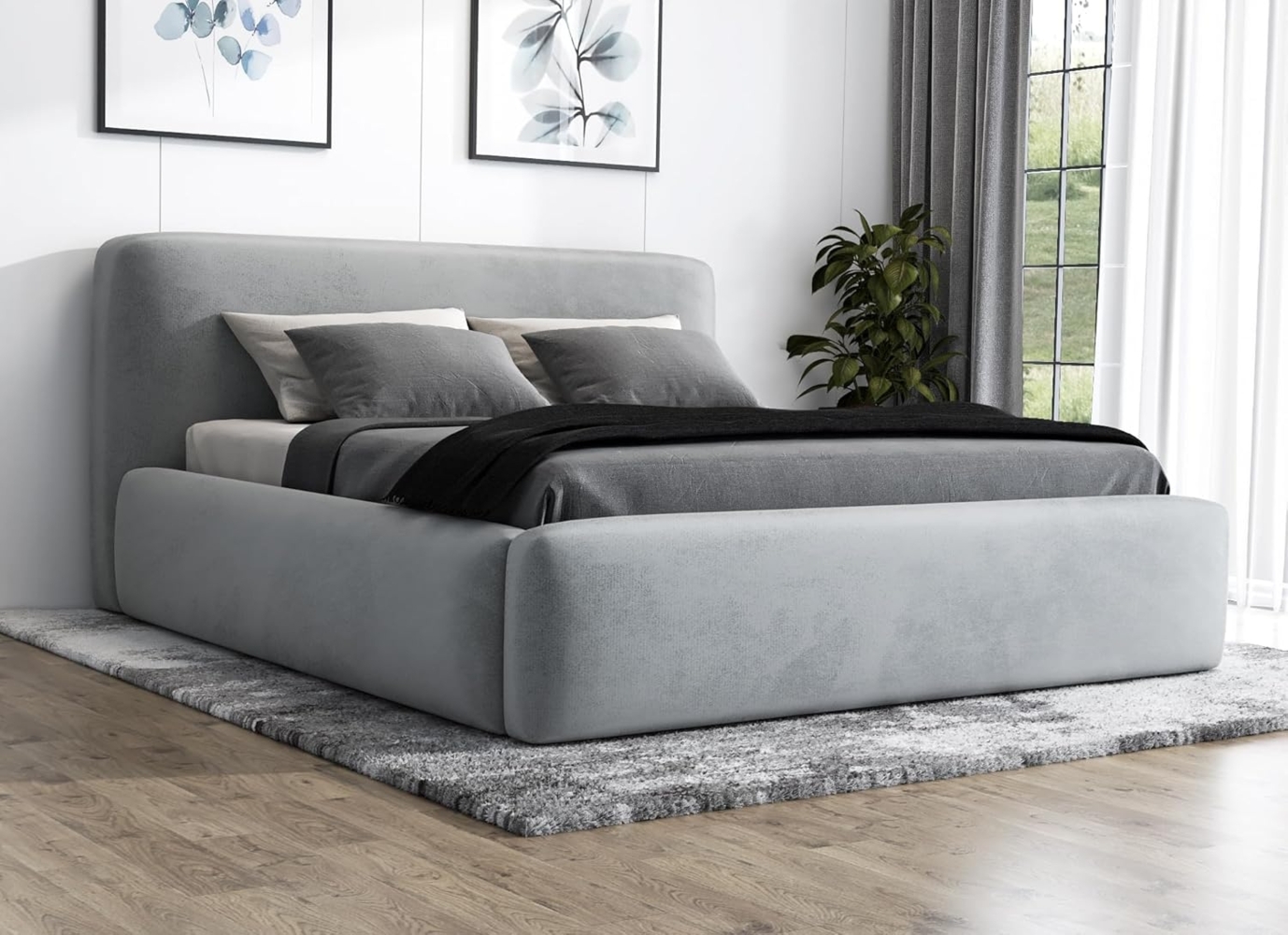 Polsterbett LUMO 120x200 mit Matratze, Bettkasten und Lattenrost. Farbe: Silber 15 Bild 1