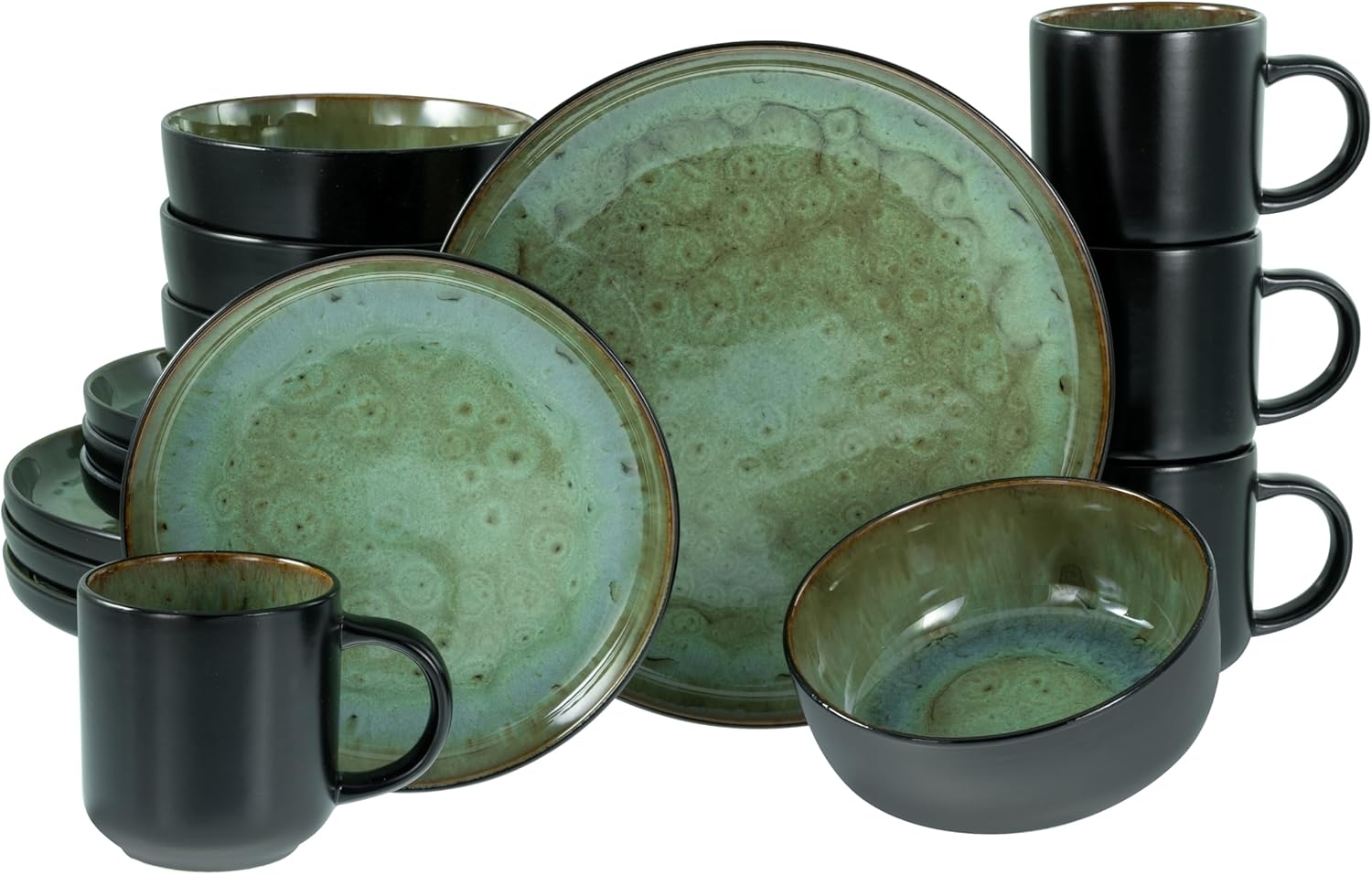 CreaTable Kombiservice Nordic Fjord Grün Kombiservice 16-tlg (16-tlg), 4 Personen, Steinzeug Bild 1