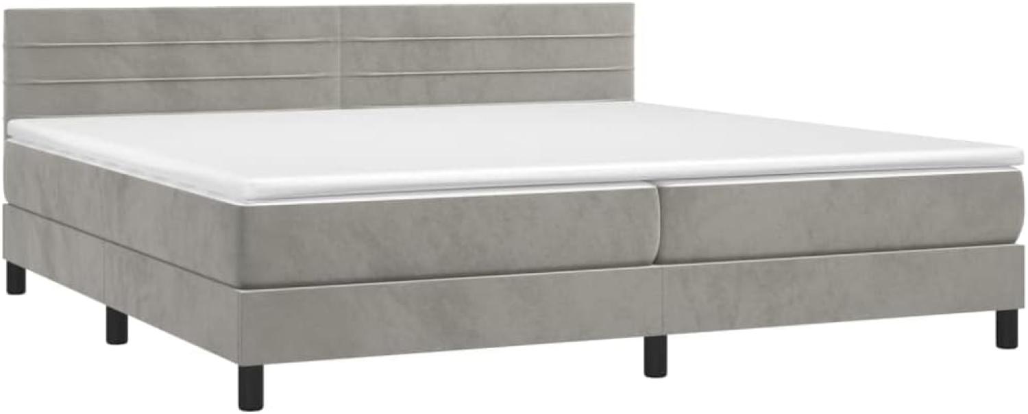 vidaXL Boxspringbett mit Matratze Hellgrau 200x200 cm Samt, Härtegrad: H2 [3141383] Bild 1