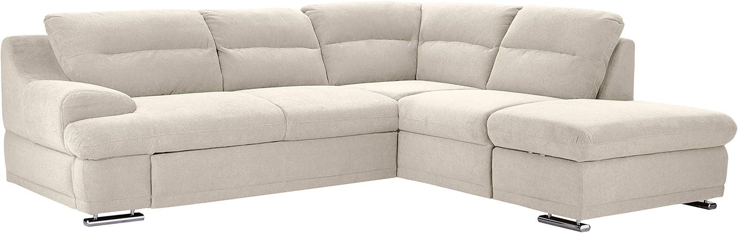 Mivano Ecksofa Coast / Große Sofagarnitur in L-Form mit Ottomane rechts, 264 x 88 x 217, Mikrofaser: beige Bild 1