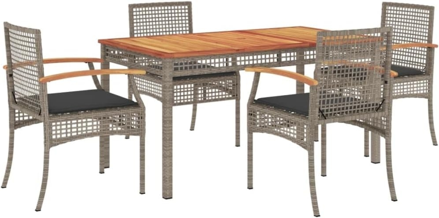 vidaXL 7-tlg. Garten-Essgruppe mit Kissen Grau Poly Rattan 3213572 Bild 1