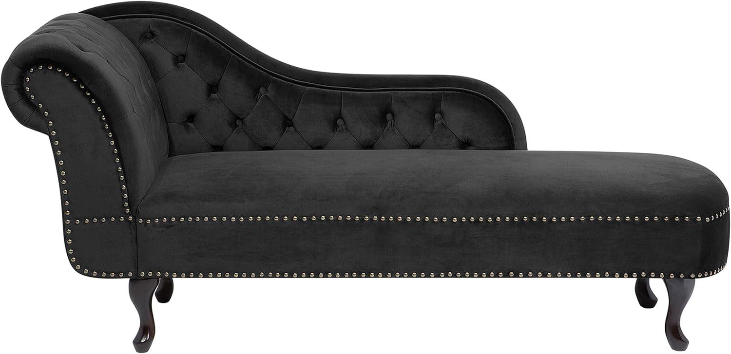 Chaiselongue Samtstoff schwarz linksseitig NIMES Bild 1