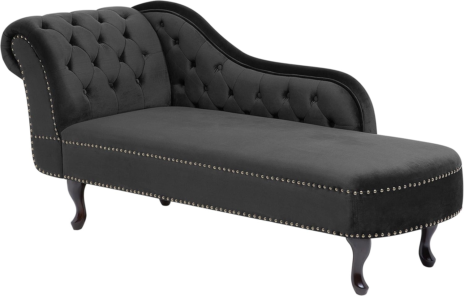 Beliani 'Nimes' Chaiselongue, Schwarz, Samt, 79 x 65 x 169 cm, Links Bild 1